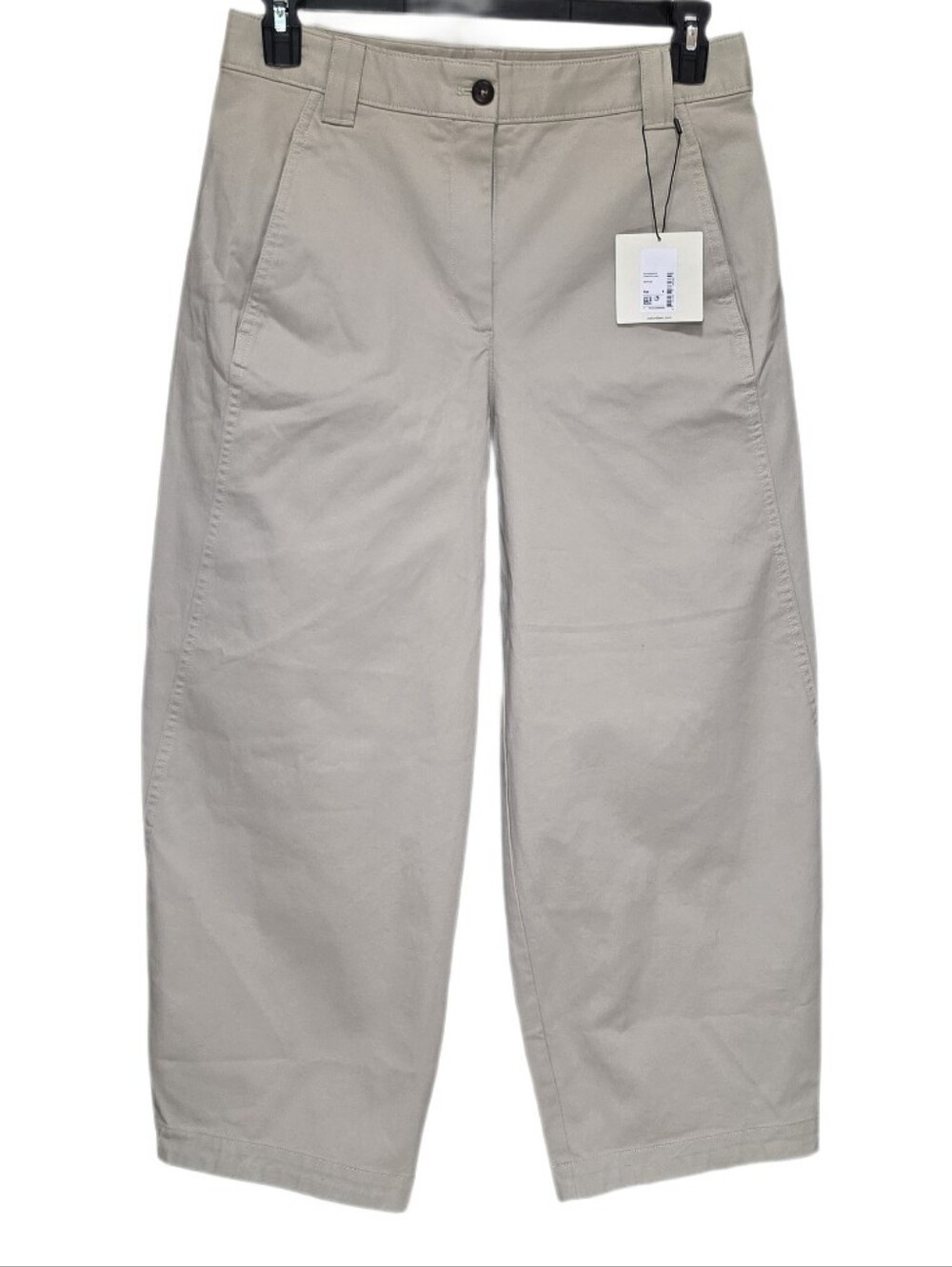 Calvin Klein Women's Cotton Stretch Twill High Rise Cropped Barrel Leg Pants 6